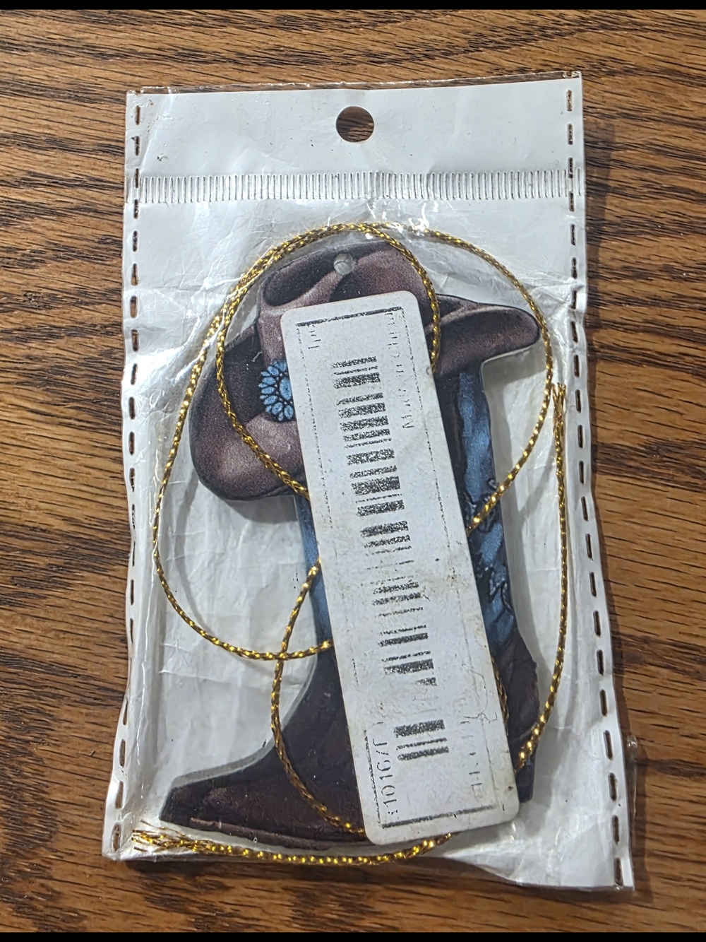 Cowgirl Boot Ornament with Gold Hanging Cord